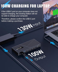 WAVLINK Displaylink Docking Station 3 Monitors with 130W Power Delivery  10Gbps USB for MacBook M1/M2/M3/Windows  USB-C(3 HDMI  2 DisplayPort  2 USB-C  4 USB3.1  Ethernet  Audio)