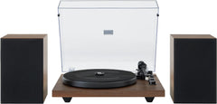 Crosley C62C Turntable HiFi System Record Player with Speakers  Adjustable Tonearm  Moving Magnet Cartridge  Bluetooth Receiver  40W Per Channel  and Anti-Skate  Walnut