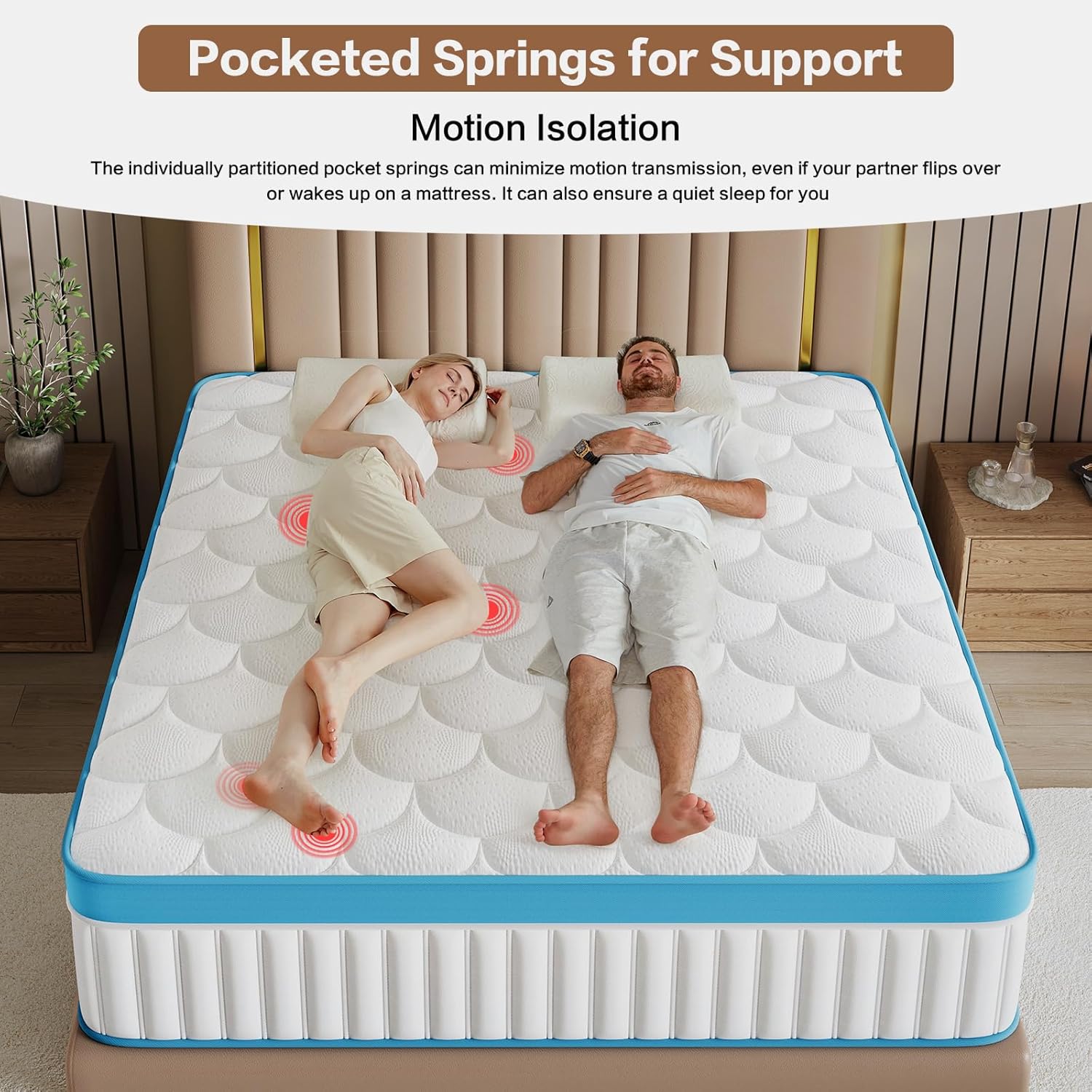 King Size Mattress 12 Inch Medium Firm King Matress Hybrid Memory Foam Individual Pocket Springs Pressure Relief & Motion Isolation Mattresses in a Box