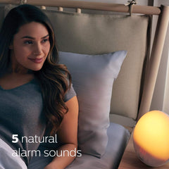 Philips SmartSleep Wake-up Light  Colored Sunrise and Sunset Simulation  5 Natural Sounds  FM Radio & Reading Lamp  Tap Snooze  HF3520/60