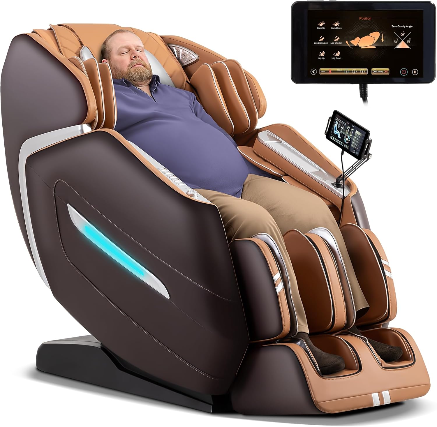 MassaMAX A580 2026 4D Massage Chair for Big & Tall People Full Body Massage Up to 6'10" & 500 lbs  Cloud Upgrade  APP Control  27 Modes  59" SL Track  Auto Footrest Extension  and Heating (Brown) Beta