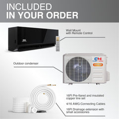 Cooper & Hunter 9,000 BTU 230V Hyper Heat Ductless Mini Split Air Conditioner & Heat Pump – 26 SEER2 Inverter System – Heats Down to -22F – Includes 16FT Installation Kit – Midnight Black