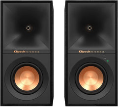 Klipsch Reference R-40PM Powered Bookshelf Speakers - 90-Degree x 90-Degree Tractrix Horn - Linear Travel Suspension - Sleek  Modern Appearance