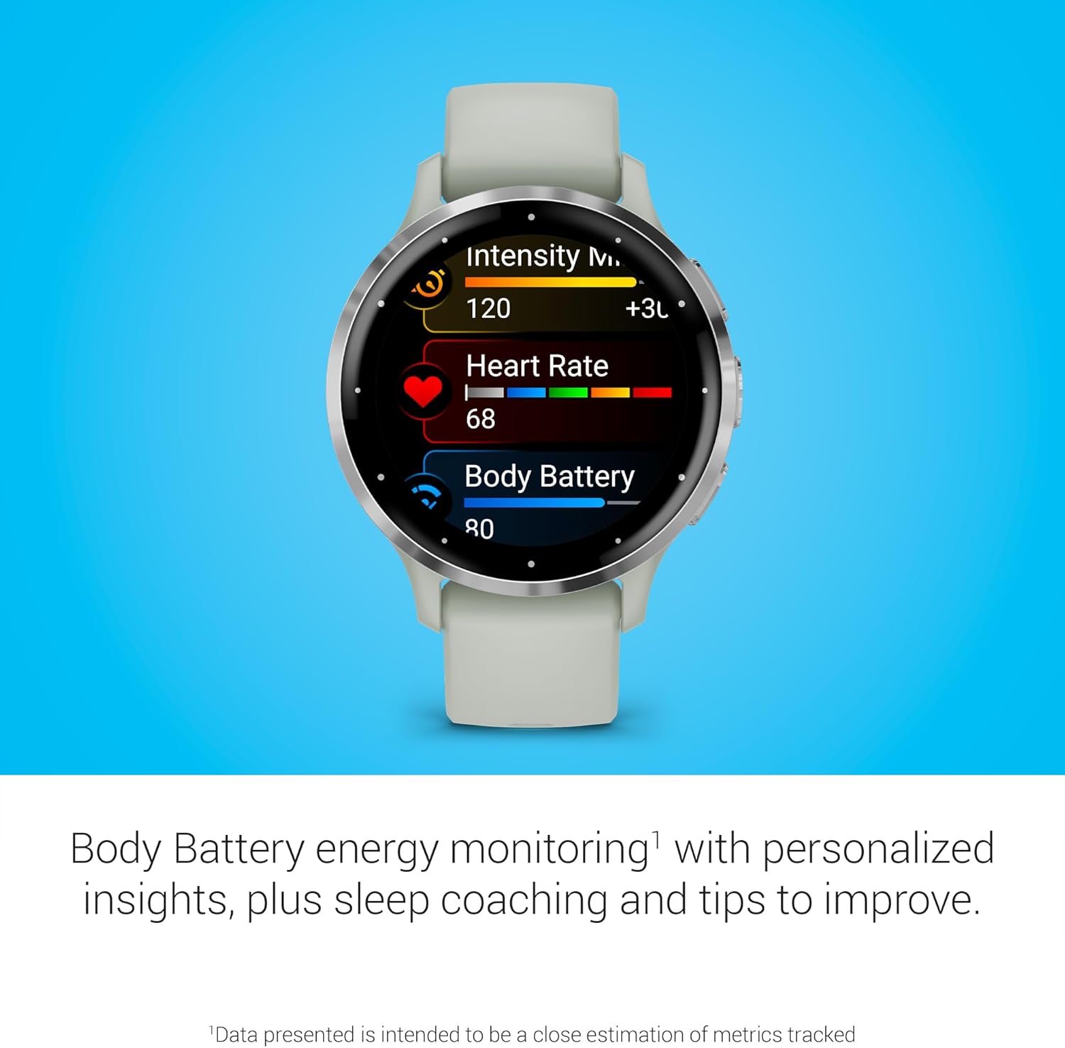 Garmin Venu 3S Running GPS Smartwatch with AMOLED Display  Advanced Health  Fitness Features  Up to 14 Day Battery Life with Signature Power Bundle | Silver with Sage Gray Silicone Band