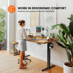 ErGear Standing Desk, 48 x 30 inch Whole-Piece Desktop Height Adjustable, Electric Sit Stand Desk with 4 Height Memory Setting, Ergonomic Desk for Home Office, Vintage Brown, EGESD74V