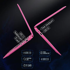 Laptop Computer(10.1 inch)  Quad Core Powered by Android 12.0  Netbook Computer with WiFi  Webcam and Bluetooth  Mini Laptop with Bag  Mouse  and Mouse Pad for Kids and Adults（Pink）