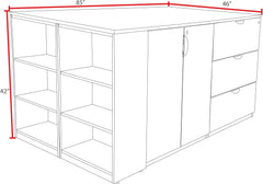 Regency Legacy Stand Up 2 Storage Cabinet/ 2 Lateral File Quad with Bookcase End- Mahogany