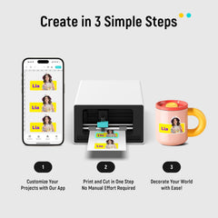 Liene PixCut S1 Color Sticker Printer & Cutting Machine - All-in-One Sticker Maker for DIY Crafts  Custom Labels & Gifts. Thermal Dye-Sublimation Photo Printer  300 DPI  Precise AI Auto-Cutting
