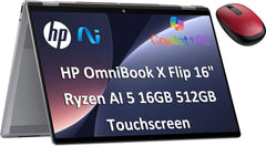 HP OmniBook X Flip 16 (Next Gen Envy 16 x360) 2-in-1 Touchscreen Laptop w/Bluetooth Mouse (16" FHD+  AMD Ryzen AI 5 340 (> Intel i7-1355U)  16GB DDR5  512GB SSD) AI Copilot+ PC  Backlit  Win 11 Home