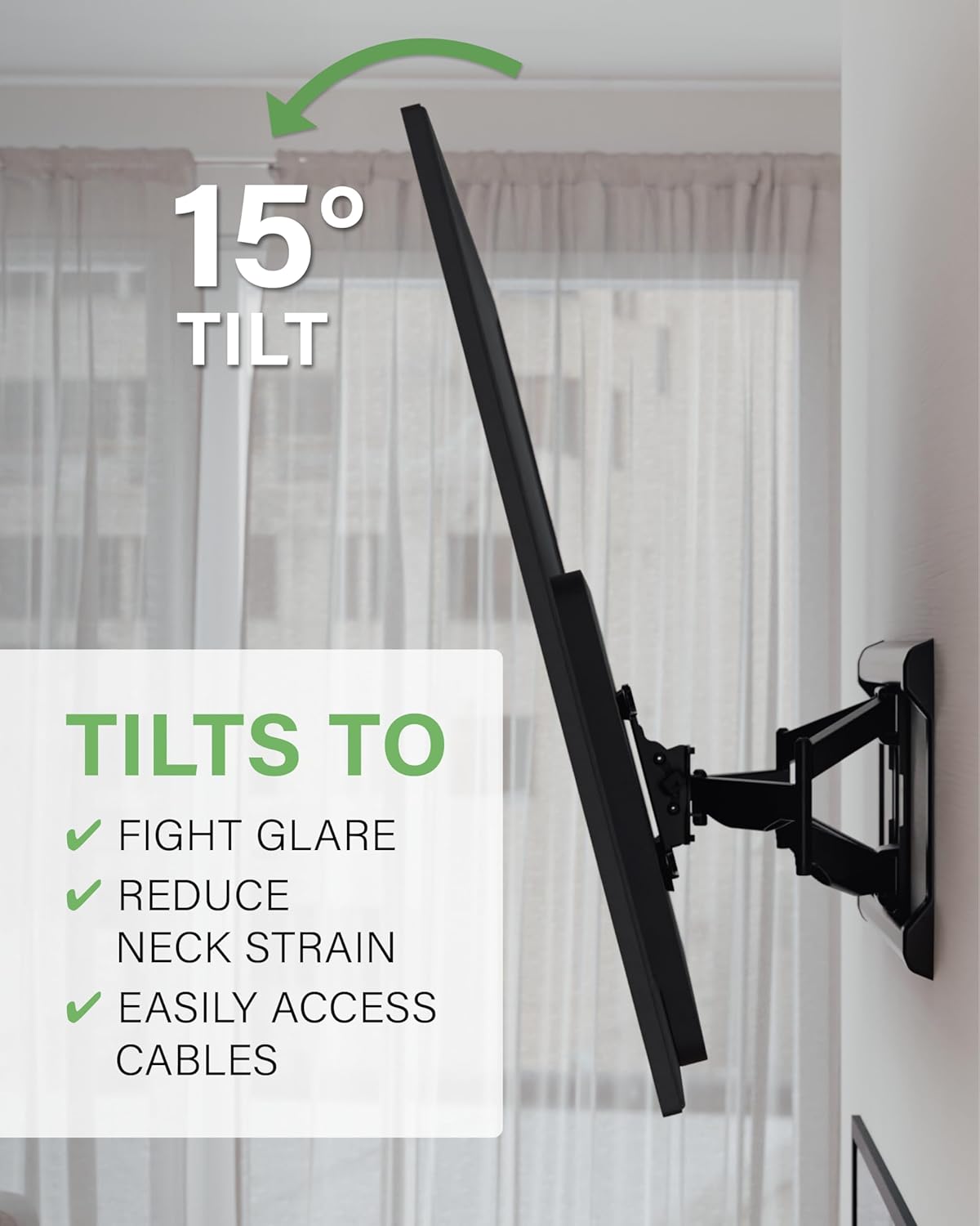 SANUS Full Motion TV Wall Mount for TVs up to 90" - Premium Design Extends 24" with Fingertip Swivel and Tilt - Easy 20 Minute Install - OLF24