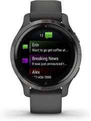 Garmin Venu 2S  Smaller-Sized GPS Smartwatch with Advanced Health Monitoring and Fitness Features  Slate Bezel with Graphite Case and Silicone Band  (010-02429-00) (Renewed)