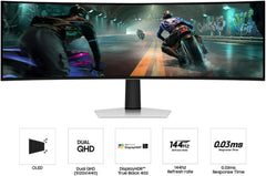 Samsung 49" Odyssey OLED G9 (G91SD) Dual QHD QD-OLED G-Sync Compatible Curved Gaming Monitor  144Hz  0.03ms  AMD FreeSync Premium Pro  Ergonomic Stand  3 Year Warranty  LS49DG910SNXZA  2024