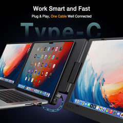 KYY 15.6" Laptop Screen Extender  1080P FHD IPS Portable Monitor  One Cable USB-C Triple Monitor  Dual Travel Screen for 12"-17'' Laptops  360° Rotation & Kickstand，X90D (Driver Need)