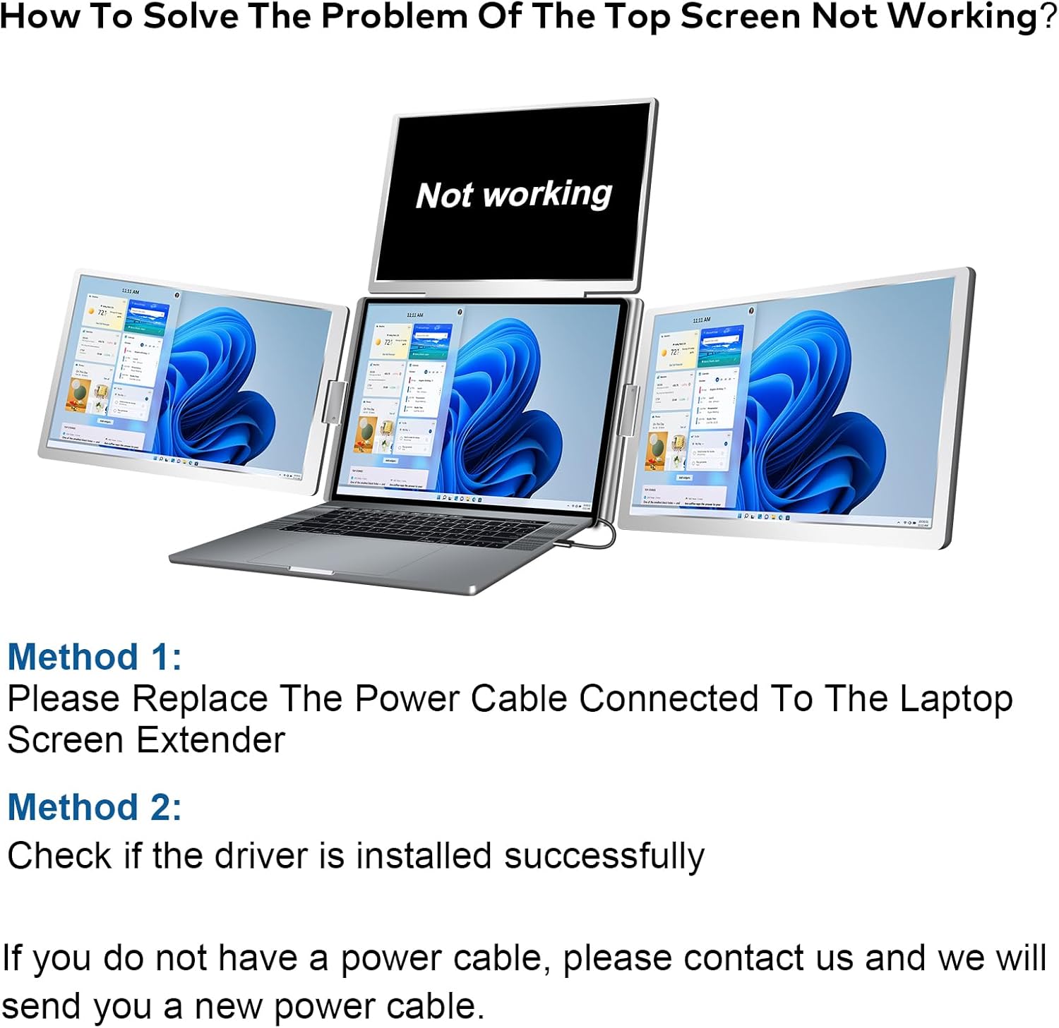 FOPO 15.6" Laptop Screen Extender Monitor Portable  Quad Monitor  Just 1 Cable for 3 Screens  FHD 1080P IPS Laptop Extender Compatible with Wins/Mac for 13.6" - 17.3" Laptops