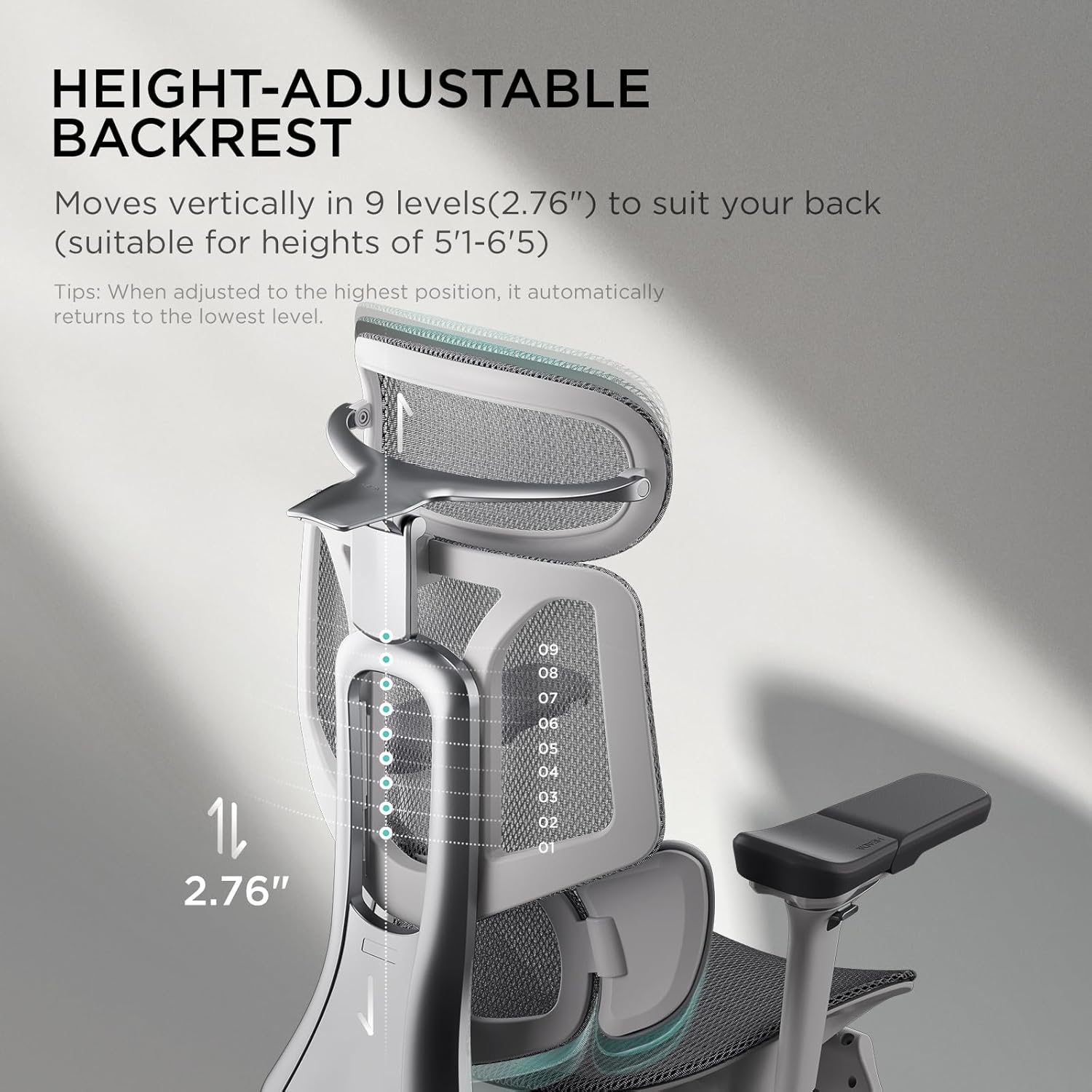 Hbada E3 Pro Ergonomic Office Chair, Big and Tall Office Chairs - with 3-Zone Dynamic Lumbar Support, 4D Adjustable Headrest, 6D Adjustable Armrests, Swivel, Grey