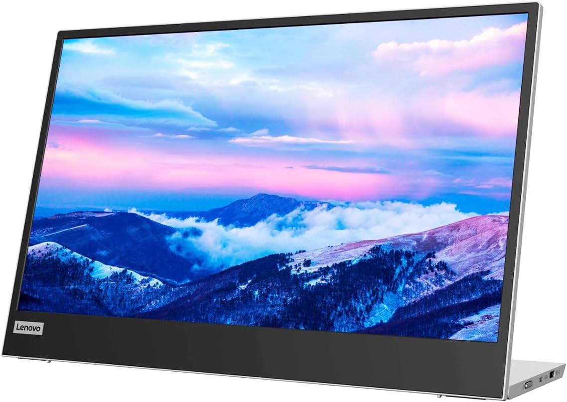 Lenovo L15 Portable Monitor  15.6” Display  Full HD Resolution  IPS Panel  250 nits Brightness  60Hz Refresh Rate  USB-C Ports  Height-Adjustable Stand  Flicker-Free Technology  Grey