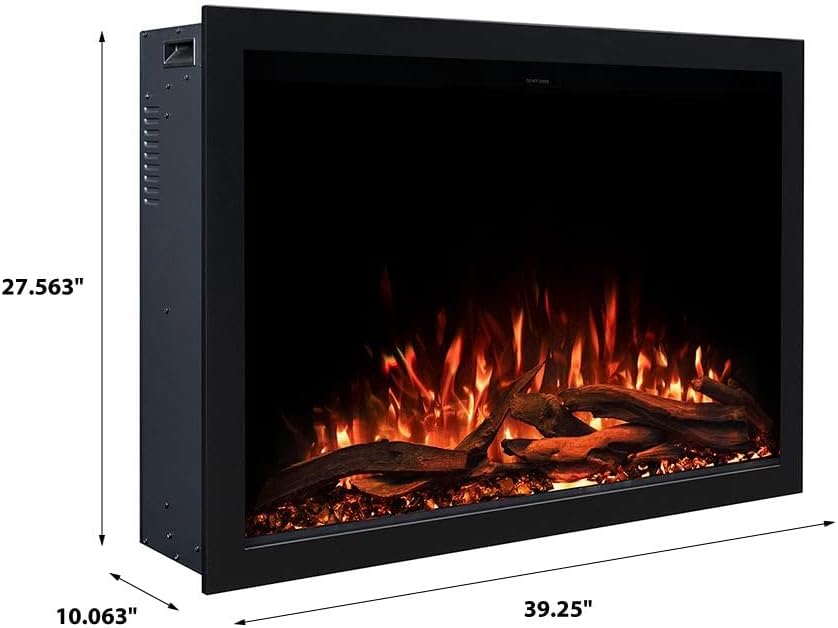 Modern Ember Highmark Traditional 38 Inch Built-in Smart Electric Fireplace Insert | Alexa/WiFi Enabled - Remote Included | Electric Firebox Heater with Multi-Color Flames | 1500W