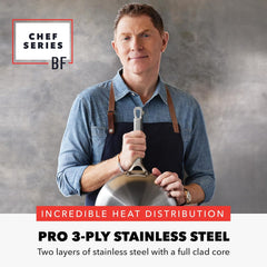 GreenPan x Bobby Flay 10 Piece Stainless Steel Cookware Set, Tri-Ply Multiclad Pots & Pans, Professional Grade, Oven & Broiler Safe to 600°F, Dishwasher Safe, Durable, Induction Compatible, Silver