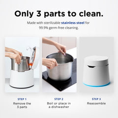 Carepod One Plus Stainless Steel Humidifier for Large Room with Mood Light, Quiet & Safe for Baby, Only 3 Washable Parts, Easy to Clean Ultrasonic Cool Mist Humidifiers for Bedroom for 30Hrs (1Gal/4L)