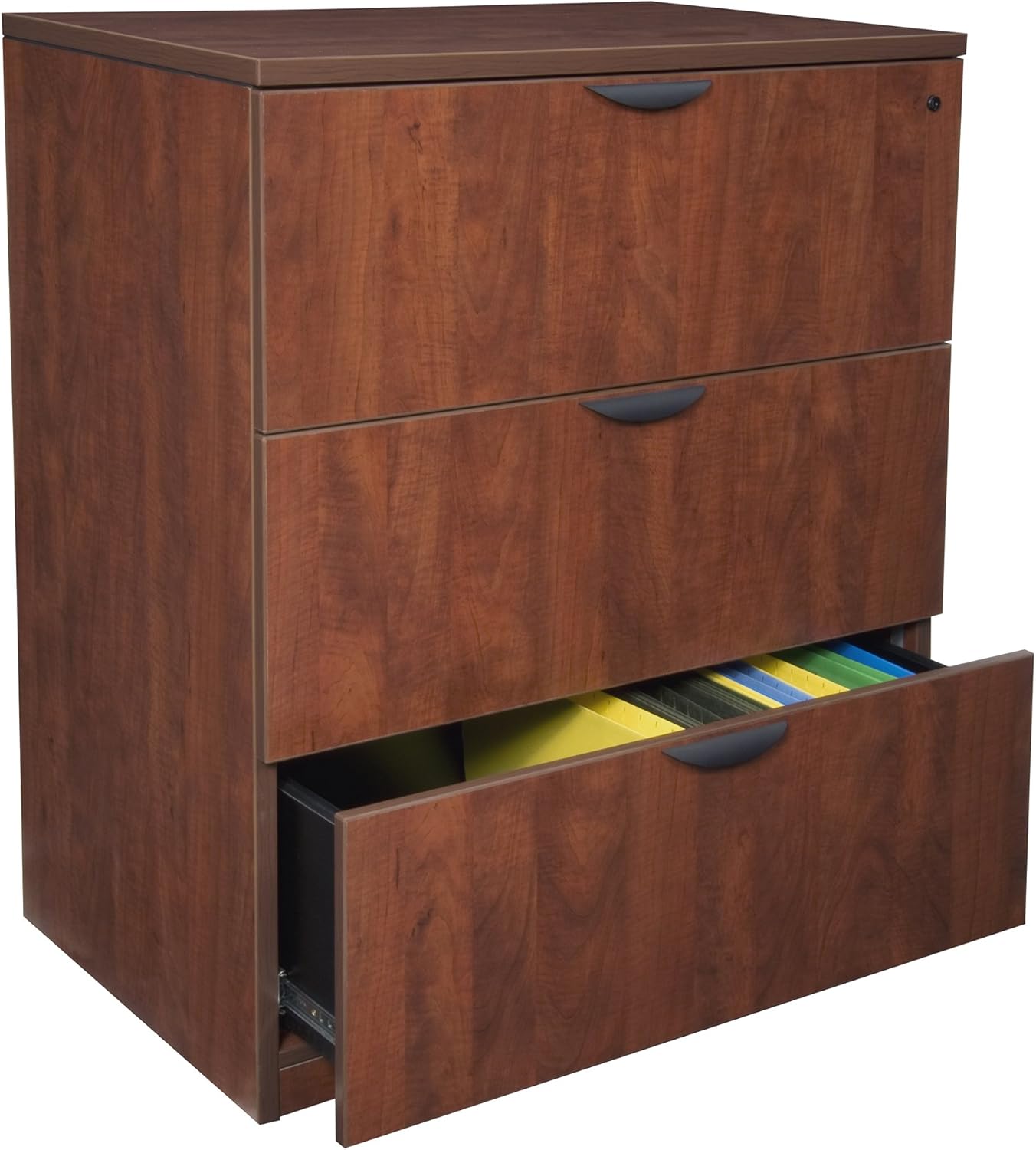 Regency Legacy Stand Up 2 Lateral File/Storage Cabinet/Desk Quad with Bookcase End- Cherry
