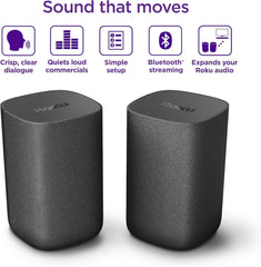 Roku Wireless Speakers - Set of 2 (Pack of 1) - Compatible with Roku TV  Streambar  and Streambar Pro (SE is not compatible)