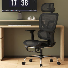 Synorla Ergonomic Office Chair with Footrest, Mesh Desk Chair with 135° Recline, Adjustable Lumbar Support, 3D Armrests and Headrest, Swivel Computer Chair for Home Office