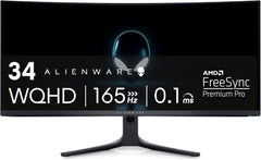 Alienware AW3423DWF Curved QD-OLED Gaming Monitor - 34-inch Quantum Dot OLED 0.1Ms 165Hz 21:9 Curved Display  99.3% DCI-P3 Color Gamut  VESA DisplayHDR True Black 400  AMD FreeSync Premium Pro - Black