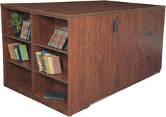 Regency Legacy Stand Up 2 Desk/Storage Cabinet/Lateral File Quad with Bookcase End- Cherry