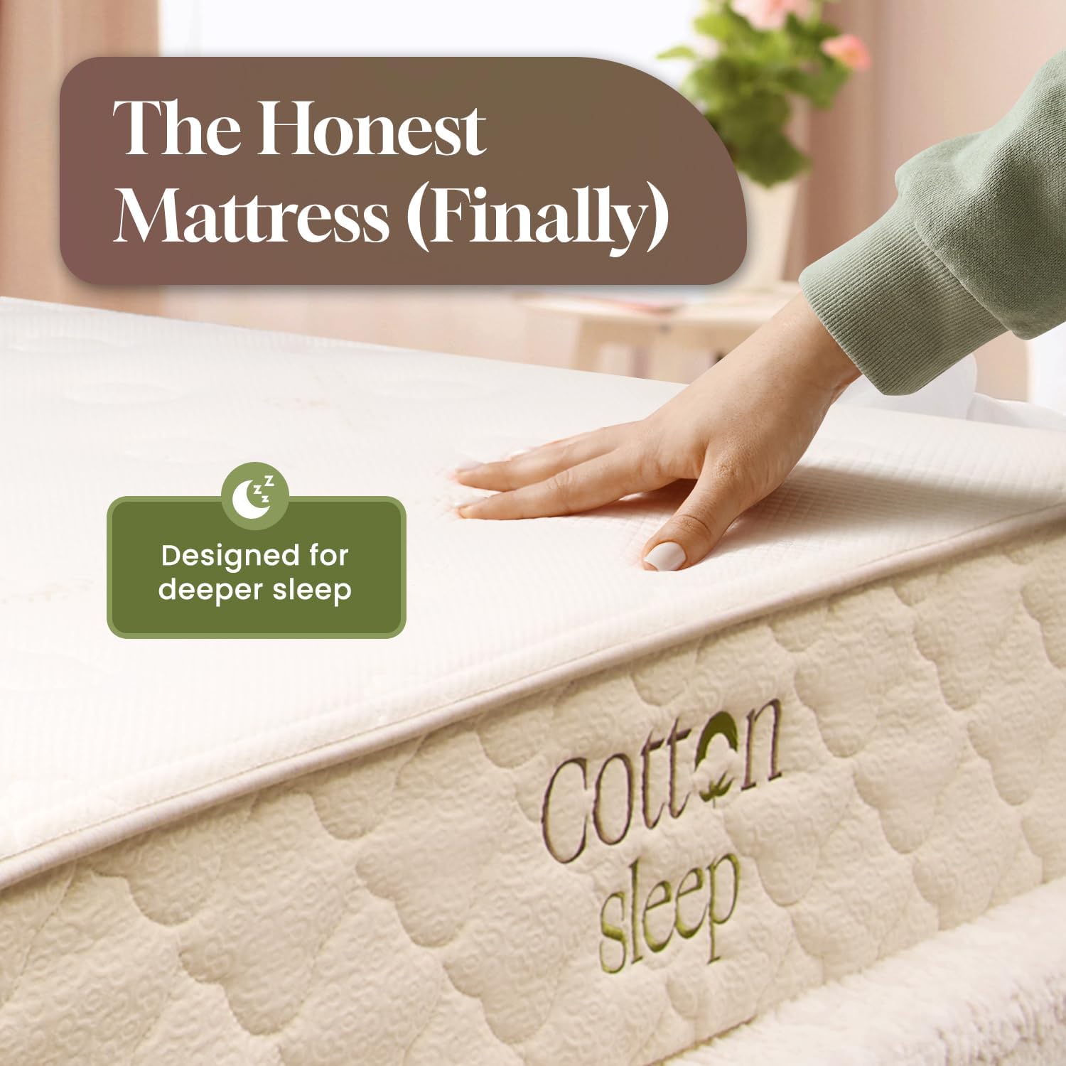 CottonSleep All Natural Mattress (100% Organic Cotton, Wool, & GOTS Latex, Made in The USA) Non Toxic, Fiberglass Free Hybrid Pocket Coil and Plush Foam Bed in A Box Medium Soft - Queen, 11"
