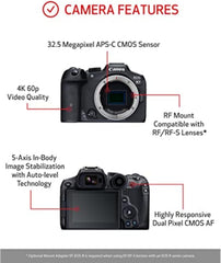 Canon EOS R7 Mirrorless Camera (Body Only)  Hybrid Camera  32.5 Megapixel (APS-C) CMOS Sensor  4K Video  for Sports  Action  Content Creators  Vlogging Camera  Black