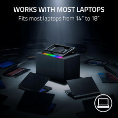 Razer Laptop Cooling Pad: Adaptive Smart - Intelligent Fan Control - Airtight Pressure Chamber - Fits Most Laptops & Macbooks 14” to 18" - Preset & Custom Fan Curves - 3 Port USB Type A - Chroma RGB