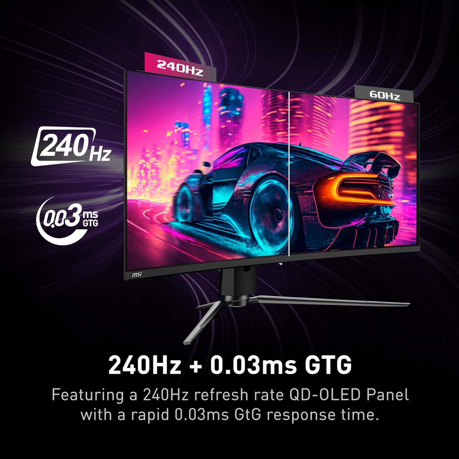 msi MPG 341CQPX QD-OLED 34-inch Curved OLED Gaming Monitor  3440 x 1440 (UWQHD)  0.03ms Response time  240Hz  True Black HDR 400  HDMI  DP Port  USB Type C  Tilt  Height Adjustable