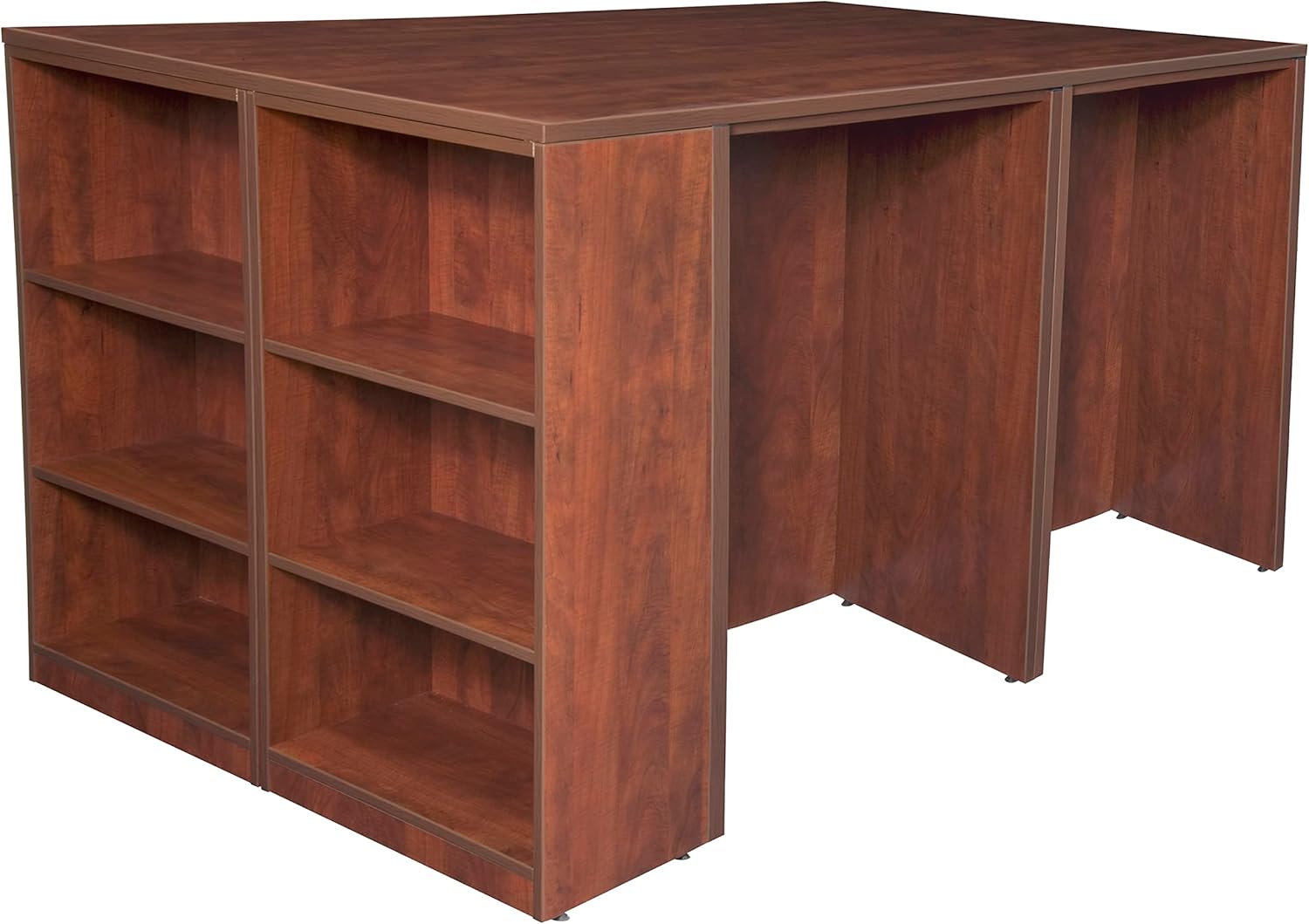 Regency Legacy Stand Up Storage Cabinet/ 3 Desk Quad with Bookcase End- Cherry
