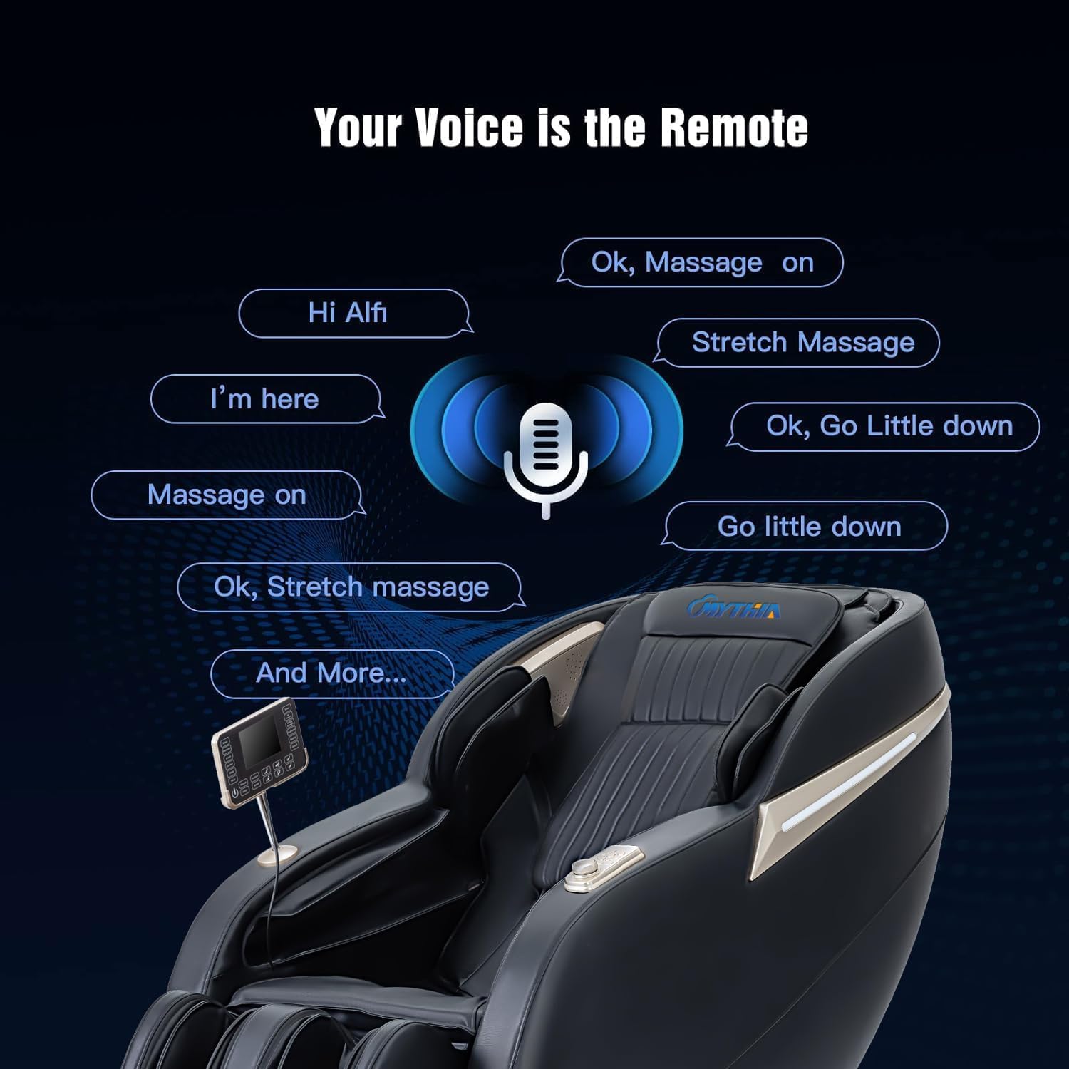 MYTHIA MD906 2026 Massage Chair - Full Body Zero Gravity Recliner with 3D Massage, Heat Therapy, Air Pressure & Foot Roller, Bluetooth & USB Charging Port for Home & Office Use (Black)