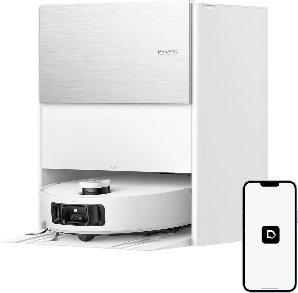 DREAME Aqua10 Roller Robot Vacuum, AquaRoll Mopping, 30,000Pa Suction, 100% Detangling, Carpet-Protecting Roller Guard, Clear 2.36in Obstacle, Self-Empty, Self-Cleaning, Roller Mop Extending