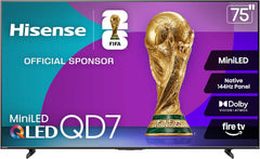 Hisense 75" QD7 Mini-LED 4K Smart Fire TV - QLED  144Hz  HDR10+  Dolby Vision/Atmos  Game Mode Pro  Alexa Built-in (75QD7QF)