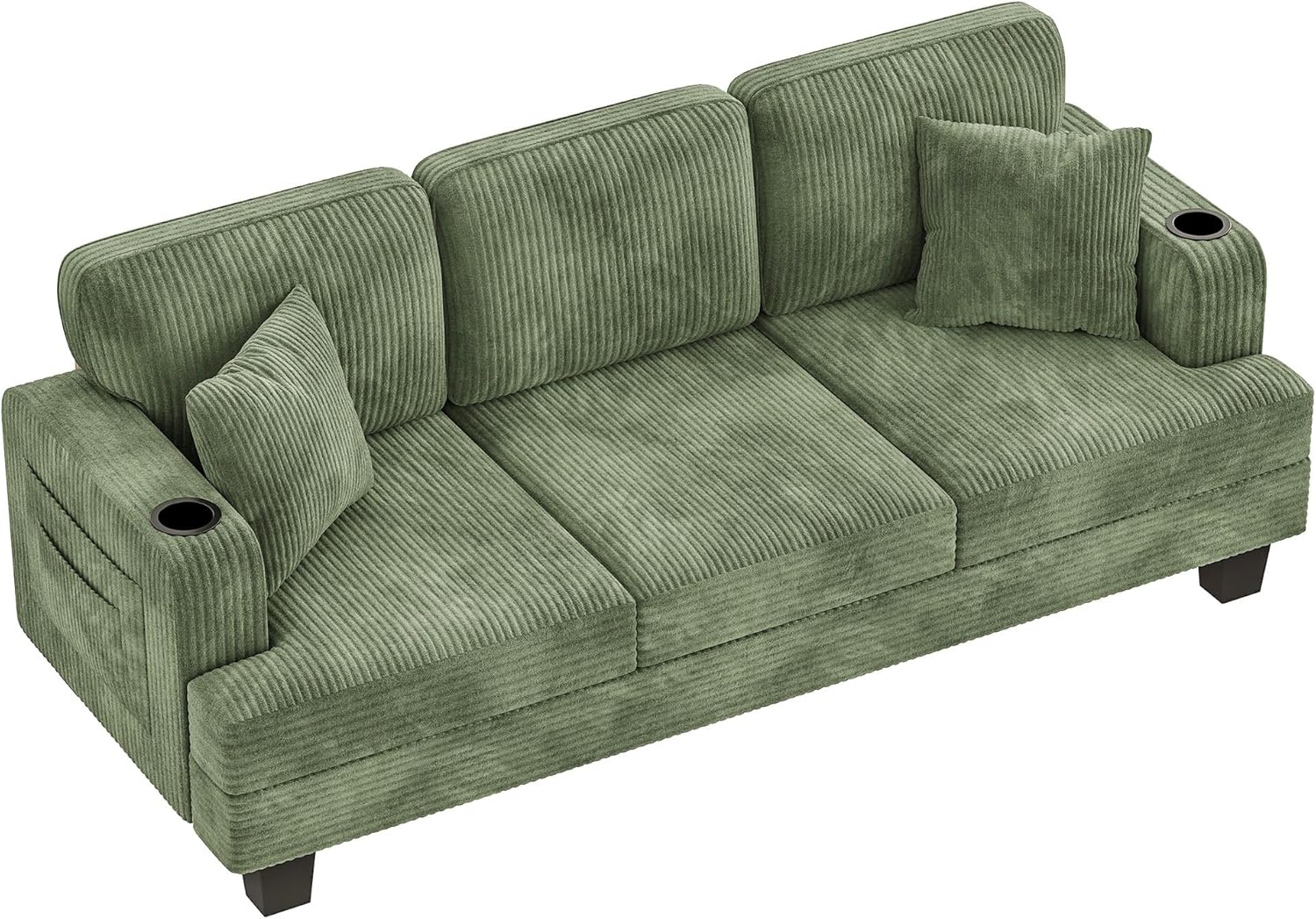 Homall Couches for Living Room, 83" Couch with Soft Deep Seats, Modern Sofa 3 Seater in Corduroy for Apartment, Bedroom (Olive Green)