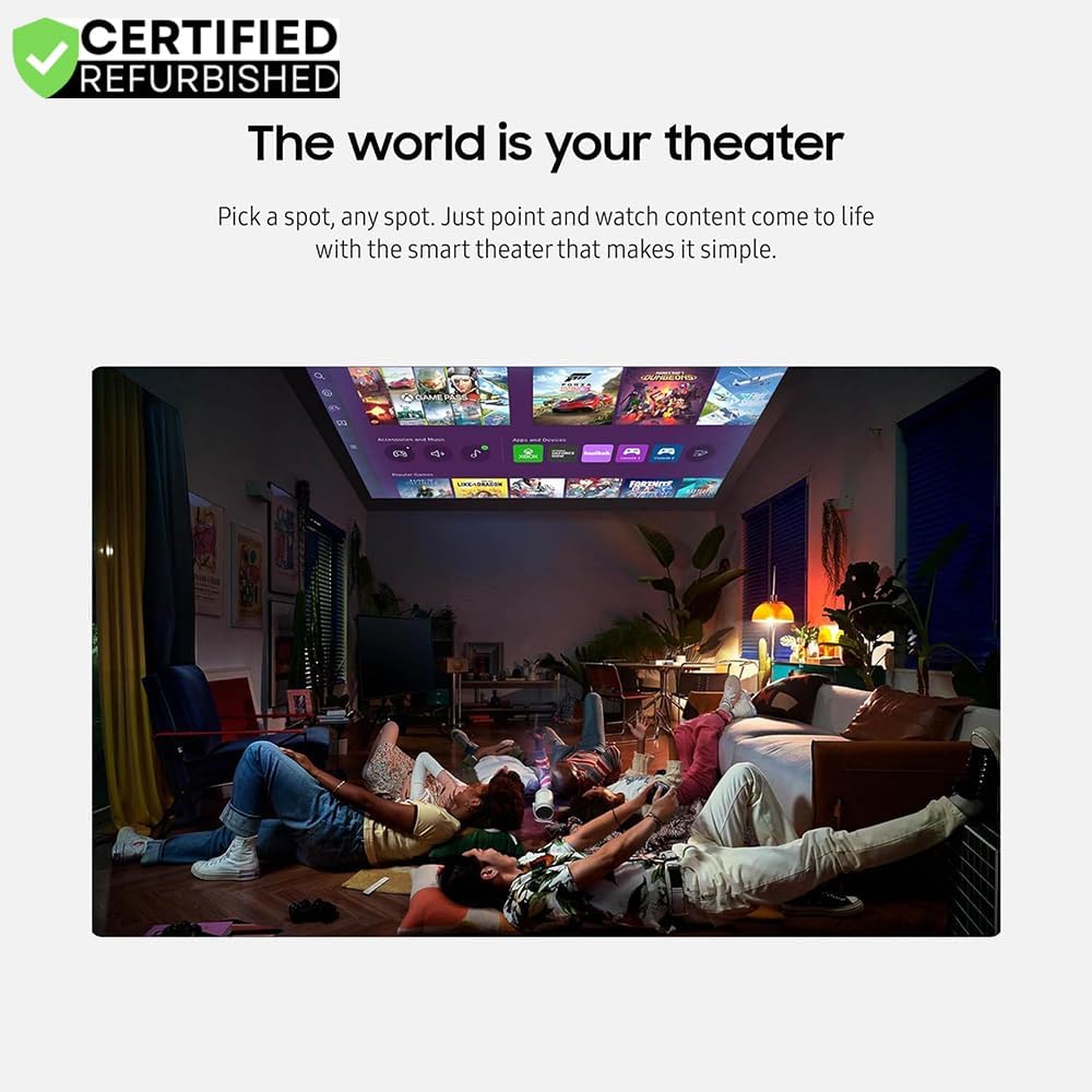 Samsung SP-LFF3CLAXXZA The Freestyle Projector 2nd Gen with Gaming Hub (Renewed) Bundle with 2 Year CPS Enhanced Protection Pack
