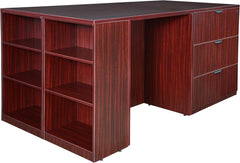 Regency Legacy Stand Up 2 Storage Cabinet/Lateral File/Desk Quad with Bookcase End- Mahogany