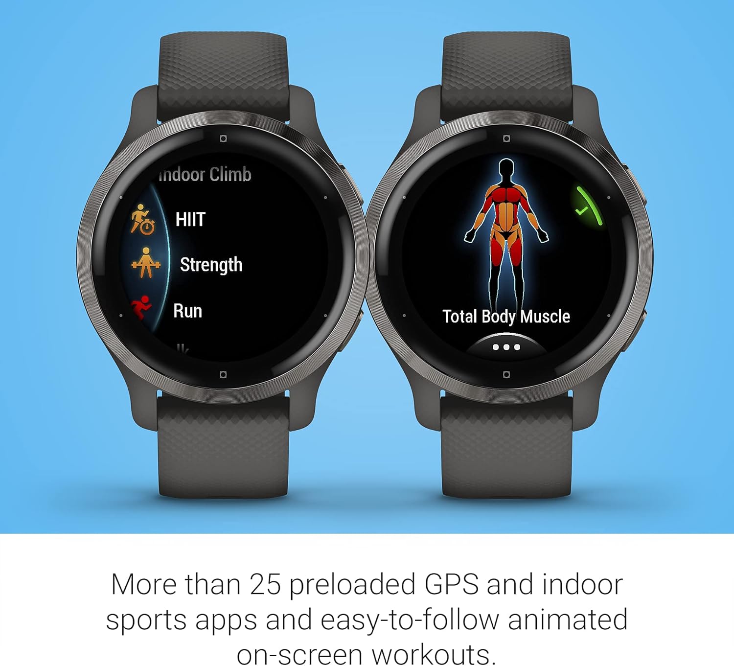 Garmin Venu 2S  Smaller-Sized GPS Smartwatch with Advanced Health Monitoring and Fitness Features  Slate Bezel with Graphite Case and Silicone Band  (010-02429-00) (Renewed)