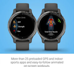Garmin Venu 2S  Smaller-Sized GPS Smartwatch with Advanced Health Monitoring and Fitness Features  Slate Bezel with Graphite Case and Silicone Band  (010-02429-00) (Renewed)