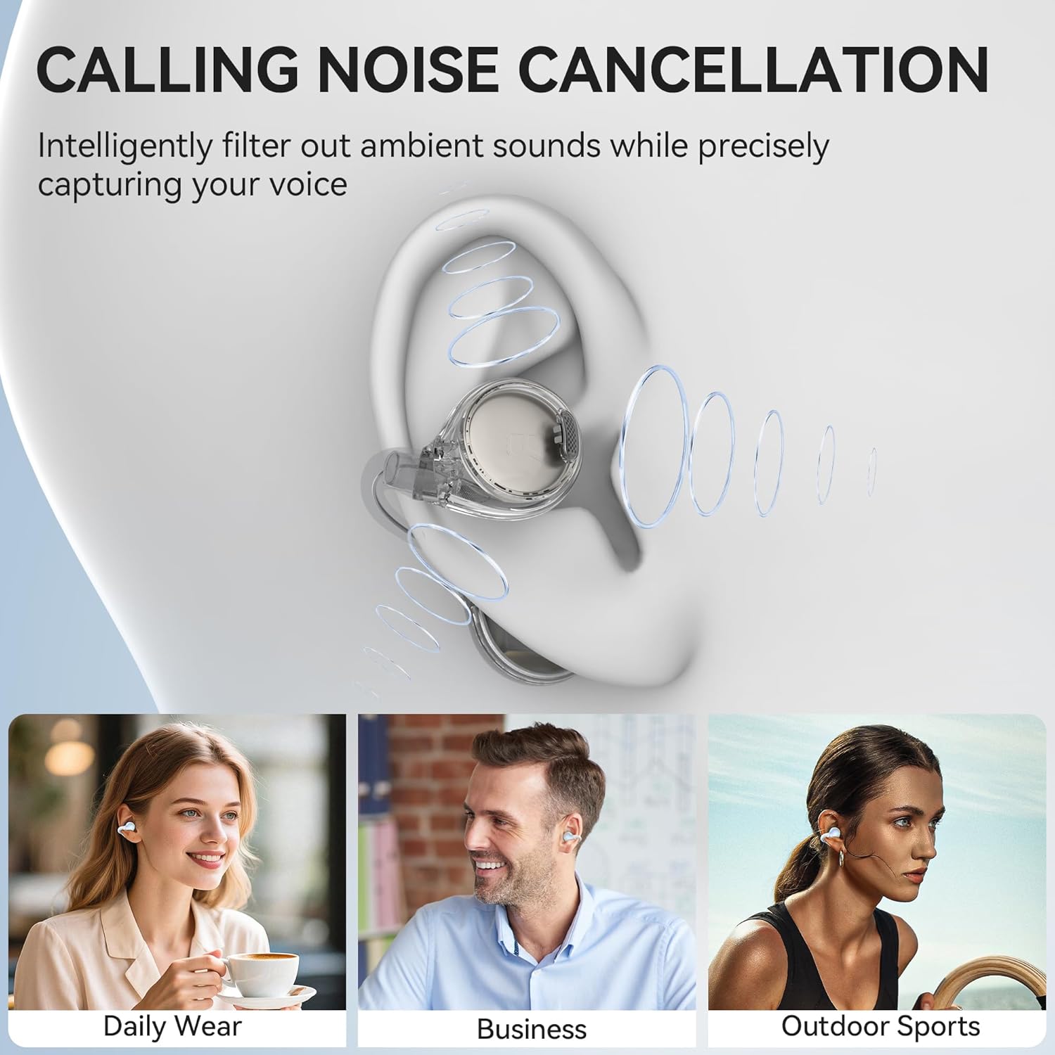 Oraolo Open Ear AC600 Headphones  Bluetooth 6.0 Wireless Earbuds with HiFi Stereo  Clip-On Earbuds with ENC Clear Call  24H Playtime  Touch Control  IPX6 Waterproof Wireless Headphones for Outdoor