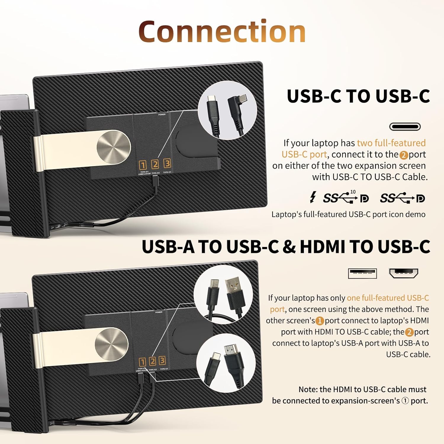 Laptop Screen Extender 2.5K Monitor - 16" Double Portable Monitor 2560x1600P QHD 100% sRGB IPS 235° Rotation Detachable Screen Design Extra Compatible with Mac Wins Dex Chrome Fits 13"-17" Laptops