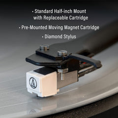 Crosley C62C Turntable HiFi System Record Player with Speakers  Adjustable Tonearm  Moving Magnet Cartridge  Bluetooth Receiver  40W Per Channel  and Anti-Skate  Walnut