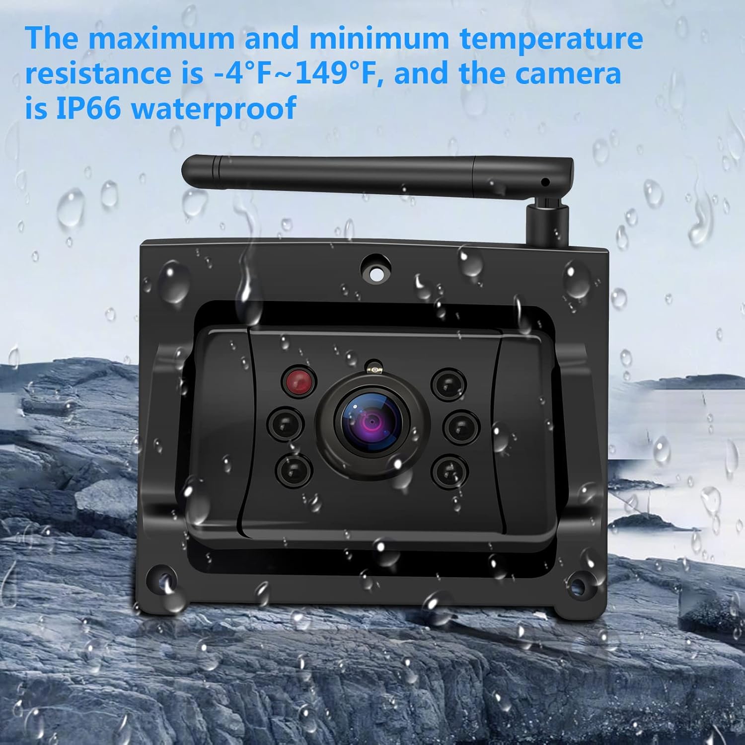 Backup Camera ProAuto iRVCM1 Wireless Rear Camera 5" Monitor and IP66 Waterproof Camera Auto Pairing Infrared Night Version 120°Angle Rear View Reverse Camera with Astern Indicator Line for Car  RV