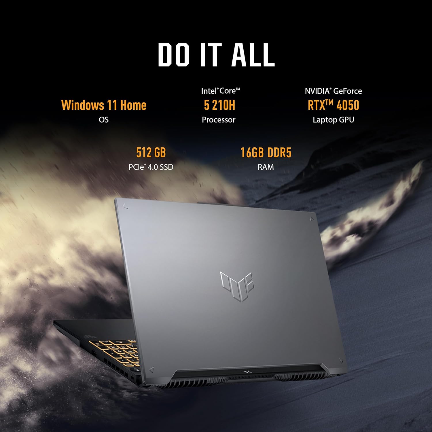 ASUS TUF Gaming F16 Gaming Laptop  16” FHD+ 144Hz IPS-Level 16:10 Display  Intel® Core™ 5 210H  NVIDIA® GeForce RTX™ 4050  16GB DDR5  512GB PCIe Gen4 SSD  Wi-Fi 6  Win11 Home  FX607VU-SS53