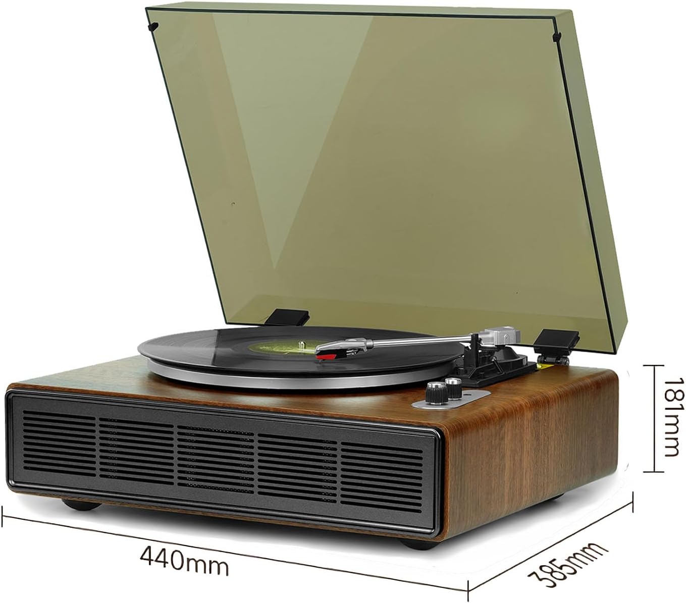 Vinyl Record Player with Bluetooth Input and Output  3 Speed Turntable Built in Speakers  RCA Output  AUX in  Earphone Jack  Retro Design for Home Audio