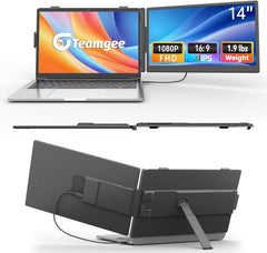 Teamgee 14 Inch Laptop Screen Extender  1080P FHD Laptop Monitor Extender  Portable Monitor for Laptops 13-17.3" with USB-C/HDMI Port  Plug & Play for Windows/Mac/Android/Switch/PS5