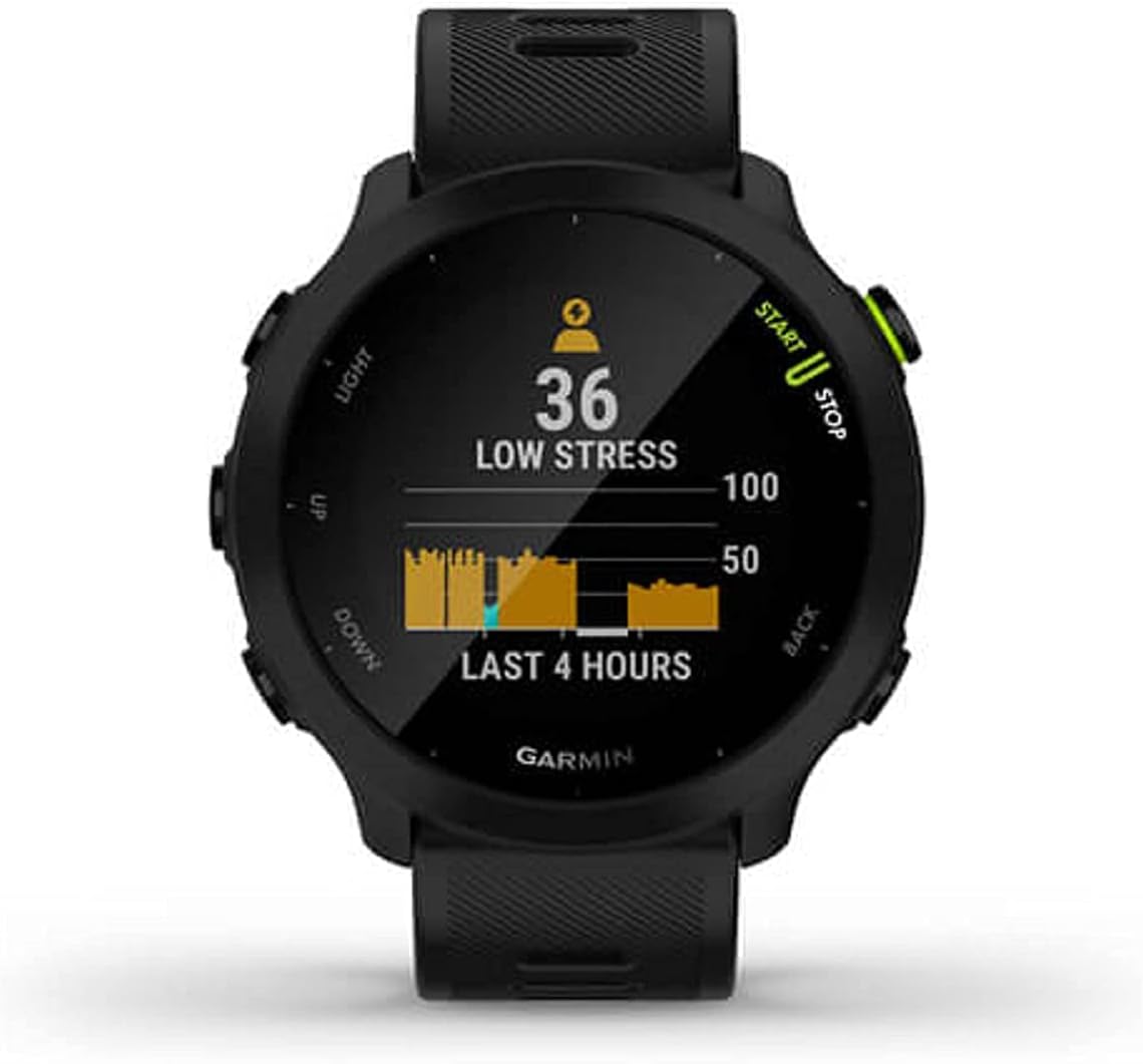 Garmin Forerunner 55  GPS Running Watch with Daily Suggested Workouts  Up to 2 weeks of Battery Life  Black (Renewed)