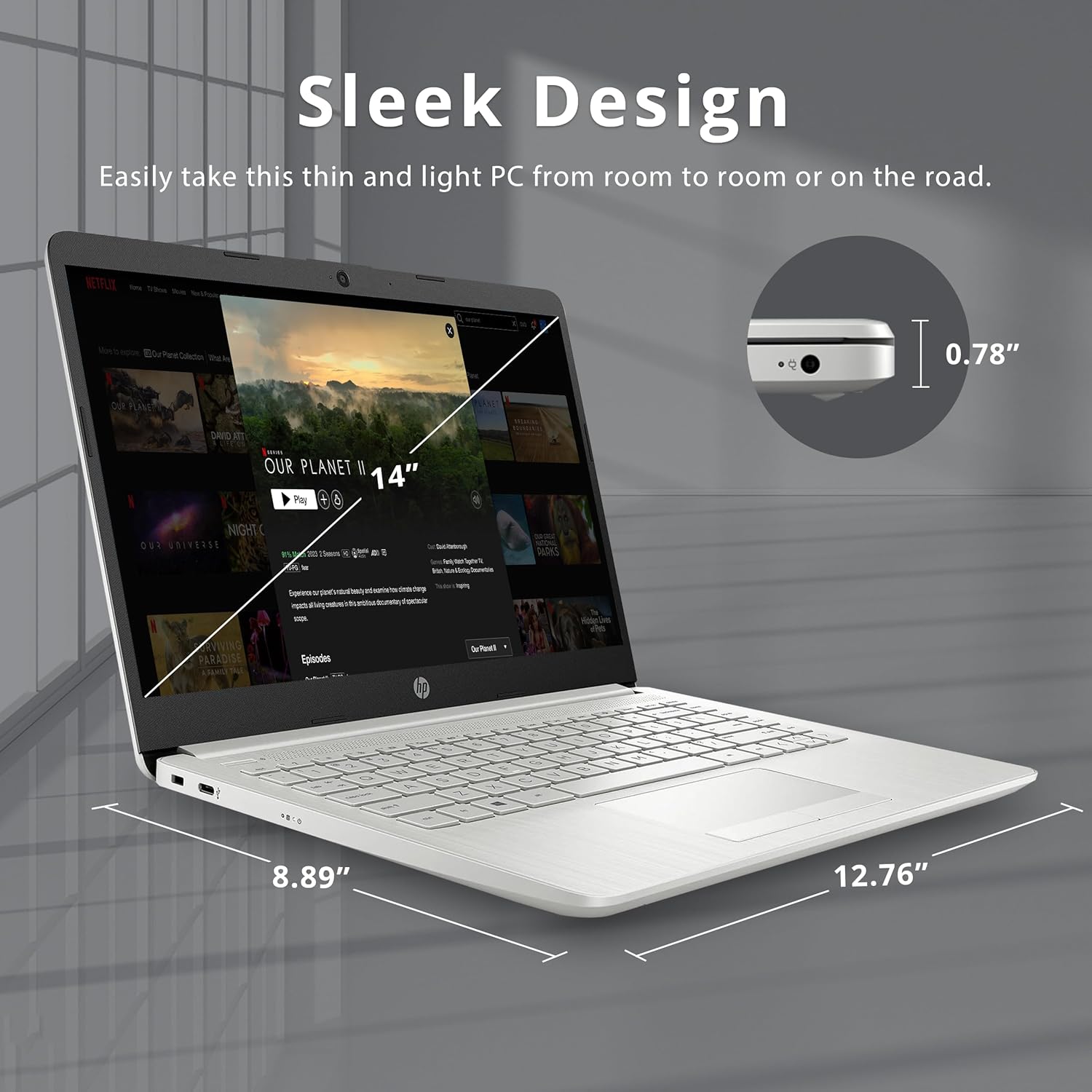 HP Stream 14" HD BrightView Laptop  Intel Celeron N4120 Processor  16GB RAM  64GB SSD  Intel UHD Graphics  720p Webcam  WiFi  HDMI  Win 11 S  Silver (Renewed)